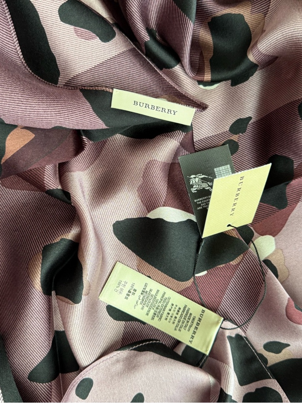 Display #2 Burberry Silk Satin Animal Print Scarf - Picture 8 of 13